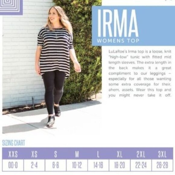 LULAROE Plus Size Tunic Tee 2XL Irma Top Blue Purple Print Tshirt Short Sleeve N - Picture 9 of 9